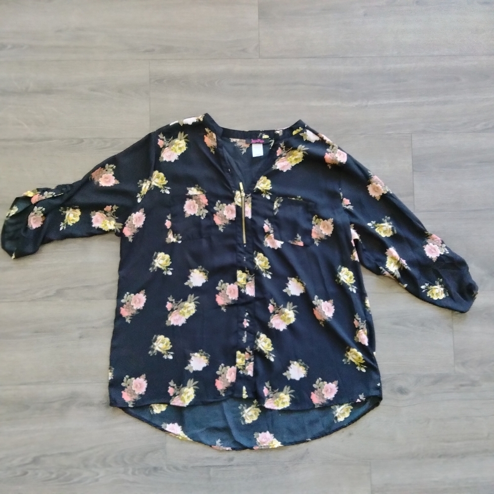 Lorena Rose 3/4 Sleeve Floral Blouse Size 2X Polyester